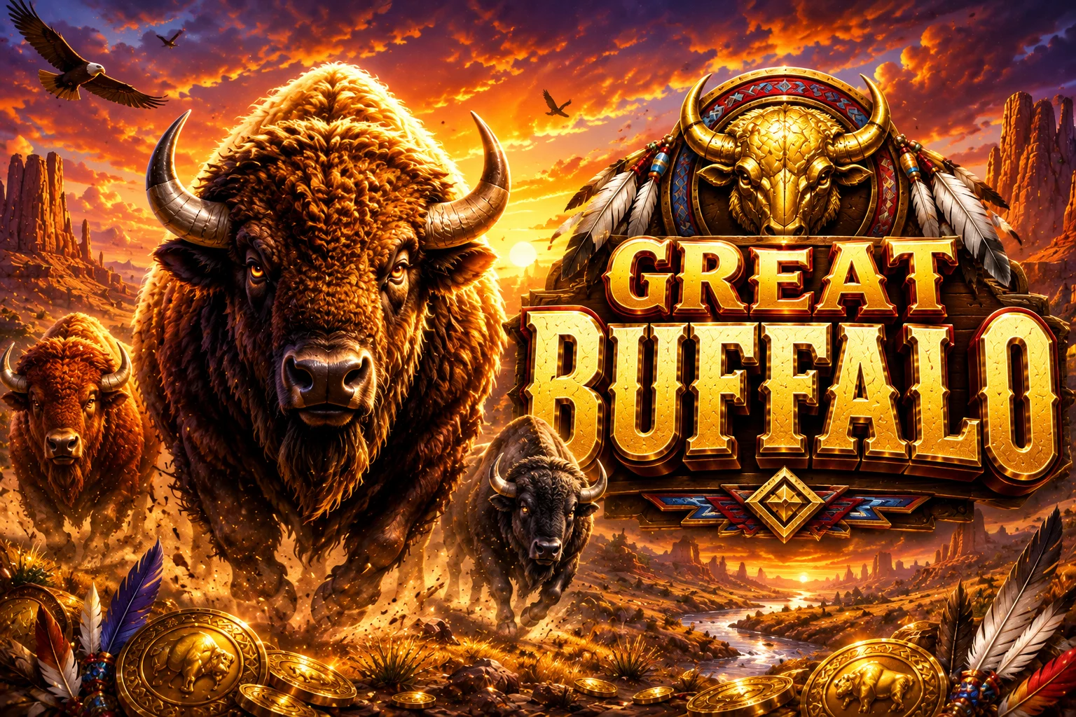 Cơn mưa móng mạ vàng rơi xuống nhân điểm trong 89KING Great Buffalo