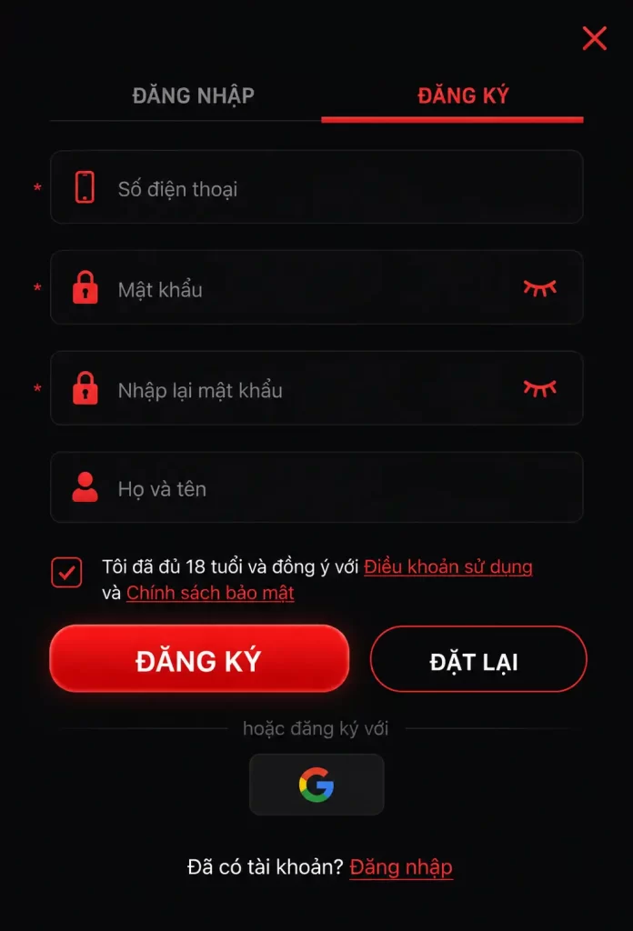 Hướng dẫn đăng ký tài khoản mới trên 89KING